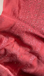 Load image into Gallery viewer, Women's Lakhnavi Handcrafted Mul Chanderi Chikankari Unstitched Kurta Dupatta Set - HONC0236592