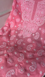 Load image into Gallery viewer, Women's Lakhnavi Handcrafted Cotton Chikankari Unstitched Kurti Fabric - HONC0367470
