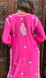 Load image into Gallery viewer, Asma Women's Lucknowi Handcrafted Crepe Chikankari Kurti- HONC02494890