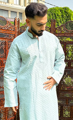 Load image into Gallery viewer, Men's Lucknowi Handcrafted Cotton Chikankari Kurta - HONC0260665