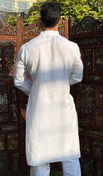 Load image into Gallery viewer, Men's Lucknowi Handcrafted Linen Cotton Chikankari Kurta - HONC0253036
