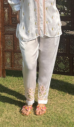 将图像加载到图库查看器中, Women's Lakhnavi Handcrafted Modal Cotton Chikankari Kurta And Palazzo Set - HONC0244558