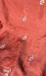 Load image into Gallery viewer, Women's Lakhnavi Handcrafted Munga Silk Chikankari Kurta And Dupatta Set- HONC0282386