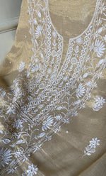 将图像加载到图库查看器中, Women's Lakhnavi Handcrafted Tissue Chanderi Unstitched Chikankari Kurta And Dupatta Set - HONC0332073