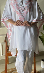 Load image into Gallery viewer, Women's Lucknowi Handcrafted Cotton Chikankari Kaftan - HONC0297354