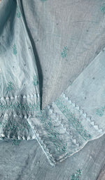 Load image into Gallery viewer, Women's Lakhnavi Handcrafted Mul Chanderi Semi - Stitched Kurta And Dupatta Set - HONC0296167