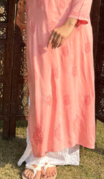 将图像加载到图库查看器中, Women's Lucknowi Handcrafted Modal Cotton Chikankari Kurti - HONC0236973