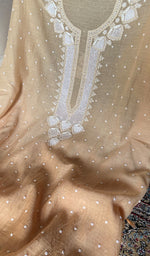 Load image into Gallery viewer, Jazba Women's Lakhnavi Handcrafted Mul Chanderi UnStitched Kurta And Dupatta Set - HONC0370207