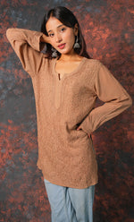 Load image into Gallery viewer, Women's Lucknowi Handcrafted Viscose Georgette Chikankari Top - HONC0327522