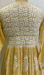 将图像加载到图库查看器中, Nisha Women's Lucknowi Handcrafted Printed Ikkat Cotton Chikankari Dress - HONC0144078