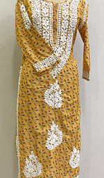 Load image into Gallery viewer, Yellow Women's Lucknowi Handcrafted Cotton Chikankari Kurti