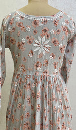 将图像加载到图库查看器中, Rehnuma Women's Lakhnavi Handcrafted Printed Mulmul Cotton Chikankari Top - HONC0162235