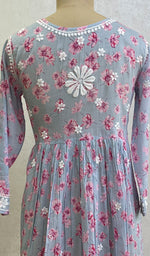 将图像加载到图库查看器中, Rehnuma Women's Lakhnavi Handcrafted Printed Mulmul Cotton Chikankari Top - HONC0162202