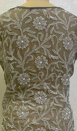 将图像加载到图库查看器中, Anisha Women's Lucknowi Handcrafted Faux-Georgette Chikankari Top- HONC0140436