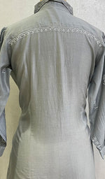 Load image into Gallery viewer, Shamina Women's Lakhnavi Handcrafted Chanderi Silk Chikankari Top - HONC0166358