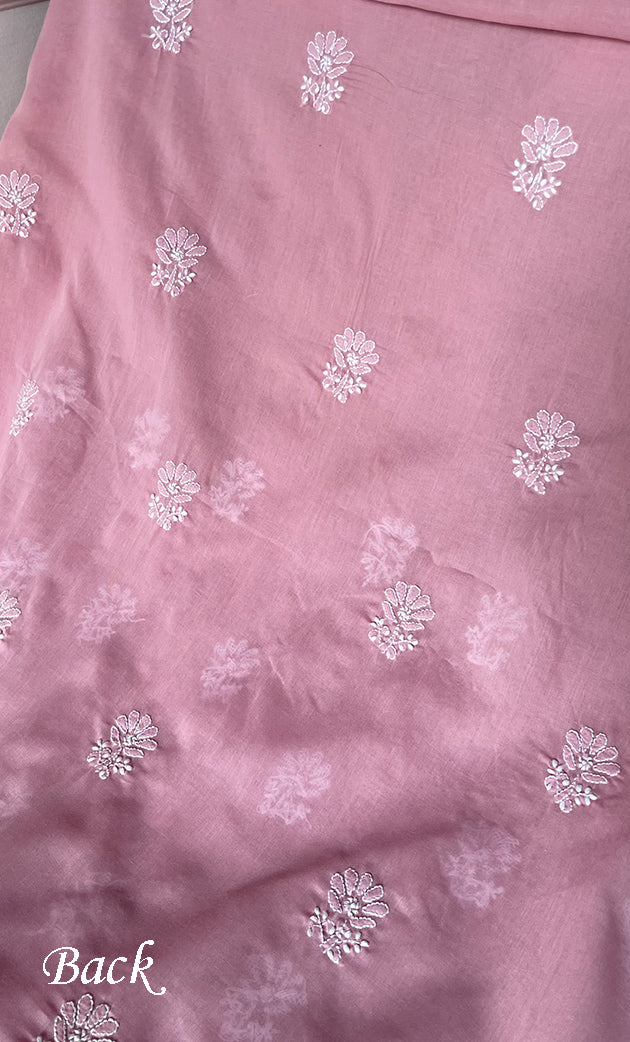 Women's Lakhnavi Handcrafted Unstitched Cotton Chikankari Suit Material - HONC0320315