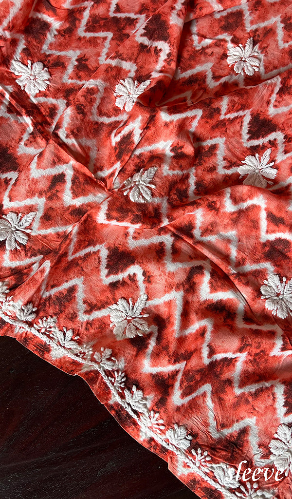 Women's Lakhnavi Handcrafted Cotton Chikankari Unstitched Kurti Fabric - HONC0268845