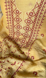 Load image into Gallery viewer, Women's Lakhnavi Handcrafted Chanderi Silk Unstitched Chikankari Full Suit - HONC0369251