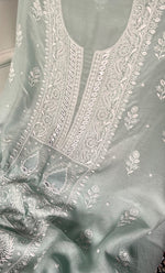 将图像加载到图库查看器中, Women's Lakhnavi Handcrafted Unstitchd Mul Chanderi Kurta And Dupatta Set - HONC0329031