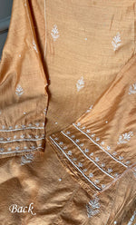Load image into Gallery viewer, Women's Lakhnavi Handcrafted Munga Silk Semi - Stitched Chikankari Kurta And Dupatta Set- HONC0281959