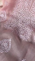 Load image into Gallery viewer, Kiara Women's Lakhnavi Handcrafted Pure Organza Chikankari Unstitched Kurta And Dupatta Set - HONC0225972