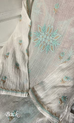 将图像加载到图库查看器中, Women's Lakhnavi Handcrafted Mul Chanderi Semi - stitched Kurta And Dupatta Set- HONC0314872