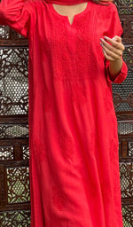 Load image into Gallery viewer, Women's Lakhnavi Handcrafted Modal Cotton Chikankari Kurta Dupatta And Palazzo Set - HONC0233481