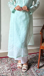 Load image into Gallery viewer, Women's Lakhnavi Handcrafted Muslin Chikankari Kurti - HONC03607290