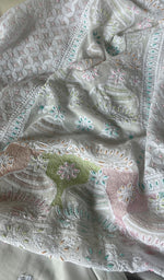 Load image into Gallery viewer, Women's Lucknowi Handcrafted Viscose Georgette Unstitched Chikankari Kurta And Dupatta Set - HONC0271321