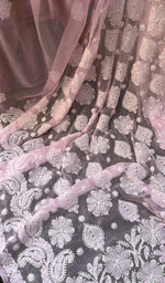 Load image into Gallery viewer, Women's Lakhnavi Handcrafted Faux-Georgette Chikankari Saree - HONC01782530