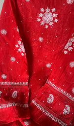 将图像加载到图库查看器中, Women's Lakhnavi Handcrafted Mul Chanderi Semi - Stitched Kurta And Dupatta Set - HONC0282239