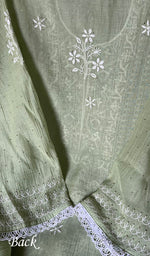 Load image into Gallery viewer, Women's Lakhnavi Handcrafted Mul Chanderi Chikankari Semi Stitched Kurta And Dupatta Set- HONC0293269