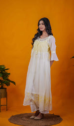 Load image into Gallery viewer, Women's Lakhnavi Handcrafted Faux-Georgette Chikankari Anarkali Dress - HONC038940