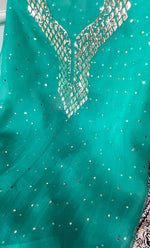 将图像加载到图库查看器中, Alfia Women's Lakhnavi Handcrafted Pure Organza Chikankari Unstitched Kurta And Dupatta Set- HONC0326789