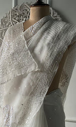 将图像加载到图库查看器中, Women's Lucknowi Handcrafted Pure Organza Silk Chikankari Saree - HONC0307590