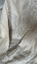 将图像加载到图库查看器中, Women's Lakhnavi Handcrafted Munga Silk Chikankari Semi - Stitched Anarkali And Dupatta Set- HONC0256132
