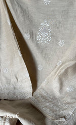 Load image into Gallery viewer, Women's Lakhnavi Handcrafted Munga Silk Semi - Stitched Chikankari Kurta And Dupatta Set- HONC0265423