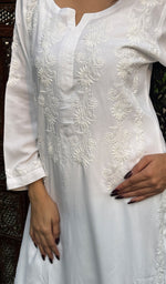 Load image into Gallery viewer, Zara Women's Lakhnavi Handcrafted Modal Cotton Chikankari Kurta And Skirt Set - HONC0251112