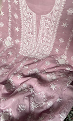 Load image into Gallery viewer, Women's Lakhnavi Handcrafted Unstitched Mul Chanderi Kurta And Dupatta Set - HONC0329033