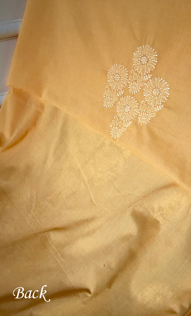 Women's Lakhnavi Handcrafted Unstitched Cotton Chikankari Suit Material - HONC0275097