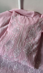 Load image into Gallery viewer, Laiba Women's Lakhnavi Handcrafted Mul Chanderi Semi - Stitched Anarkali And Dupatta Set - HONC0275206