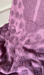 将图像加载到图库查看器中, Women's Lucknowi Handcrafted Faux-Georgette Unstitched Chikankari Suit Material - HONC0347511
