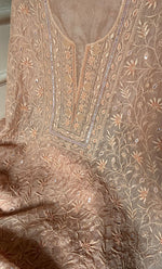 Load image into Gallery viewer, Women's Lakhnavi Handcrafted Pure Organza Chikankari Unstitched Kurta And Dupatta Set- HONC0327850