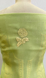 Load image into Gallery viewer, Green Women's Lakhnavi Handcrafted Pure Organza Chikankari Unstitched Kurta And Dupatta Set