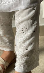 Load image into Gallery viewer, Women's Lucknowi Handcrafted Viscose Georgette Chikankari Pant - HONC0291672