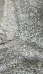 Load image into Gallery viewer, Women's Lakhnavi Handcrafted Pure Silk Georgette Chikankari Kurta and Dupatta set - HONC0271644