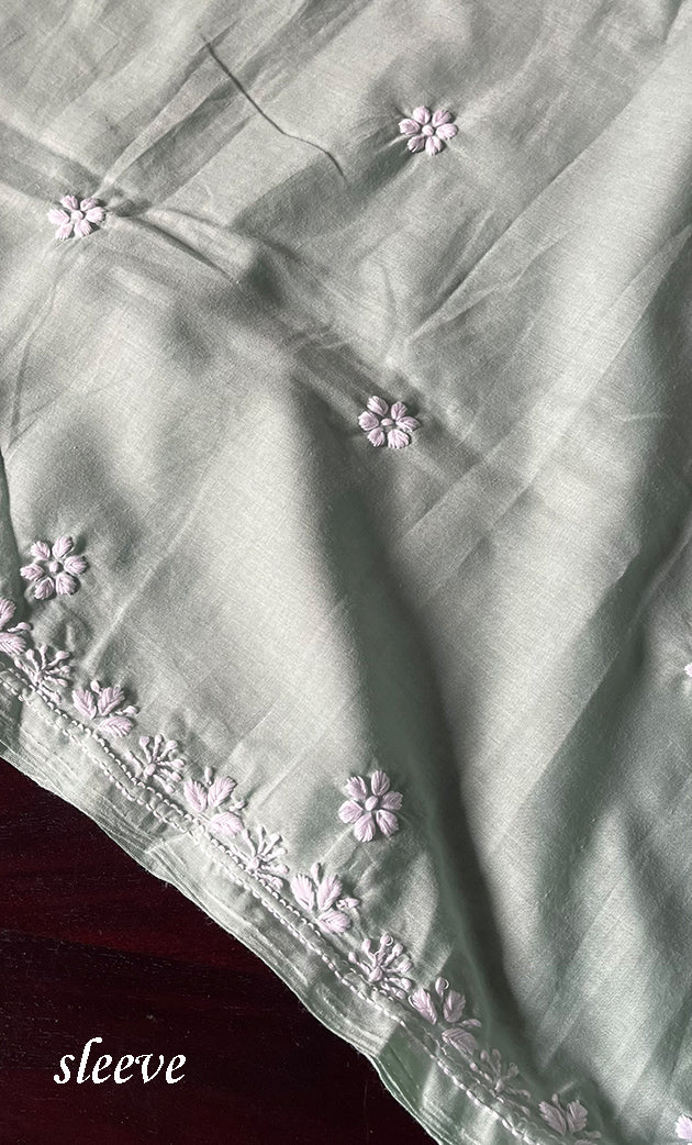 Women's Lakhnavi Handcrafted Cotton Chikankari Unstitched Kurti Fabric - HONC0302644