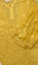 Load image into Gallery viewer, Shadleen Women's Lucknowi Handcrafted Viscose Georgette Chikankari Kurta Gharara Set - HONC0195688