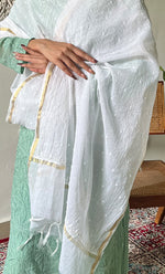 将图像加载到图库查看器中, Women's Lakhnavi Handcrafted Mul Chanderi Chikankari Dupatta - HONC0324055