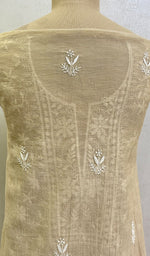 将图像加载到图库查看器中, Women's Lakhnavi Handcrafted Pure Organza Silk Chikankari Semi Stitched Kurta And Dupatta Set - HONC0135666